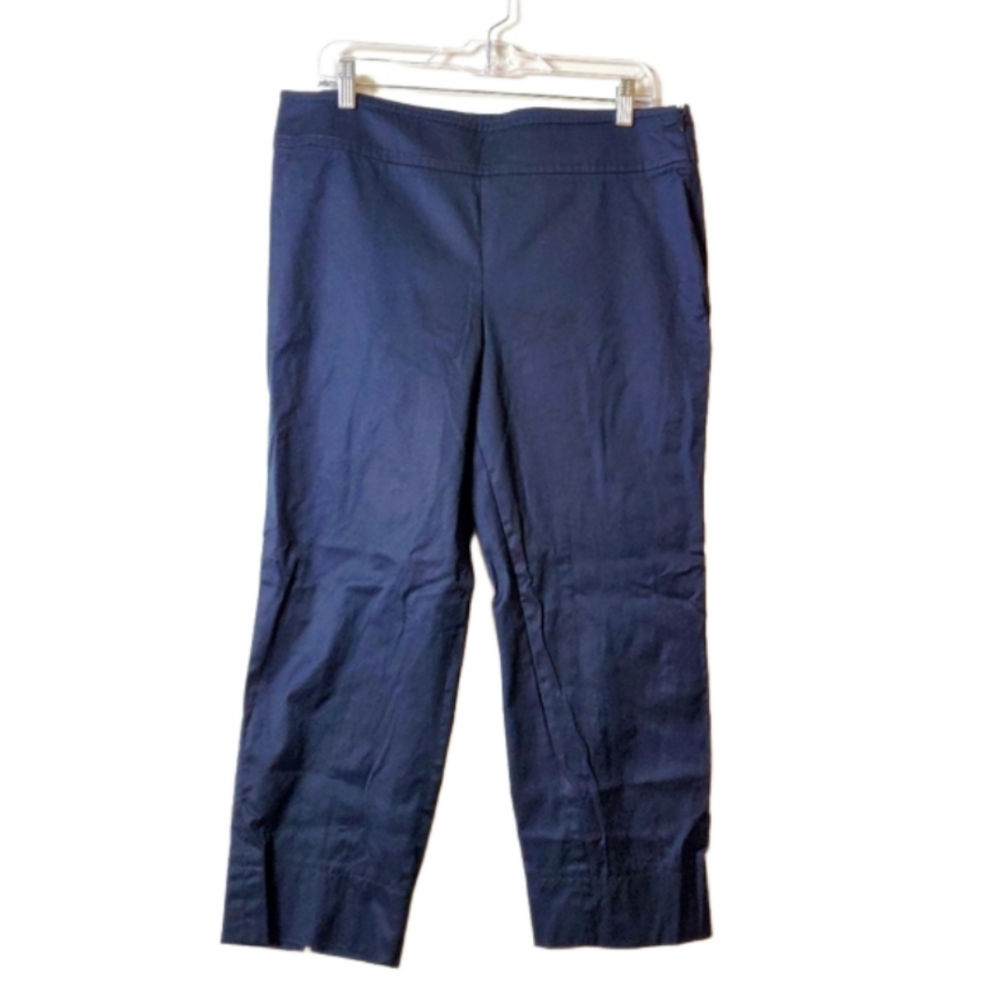 Akris Punto Washed Black Side Zip Straight Leg Crop Trouser Pants